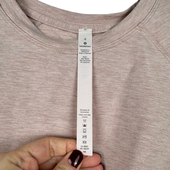 LULULEMON Tuck and Gather‎ Pullover Light Pink Knot Tie Flawed Size 4 Yoga - Picture 8 of 12